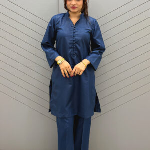 Calm Fit Deep Teal Co-Ord Set Cotton (2 Pcs Stitched)