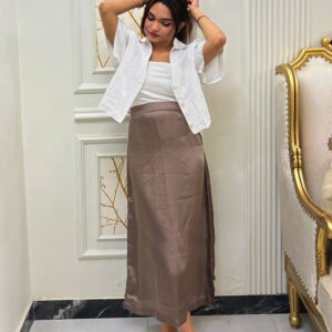 Fit Skirt Brown Silk (1 Pcs Customize Size)